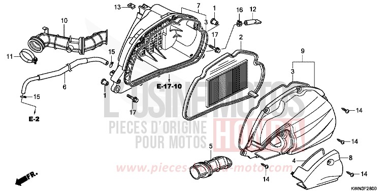 AIR CLEANER (WW125EX2A/EX2B) for PCX 125 SEAL SILVER METALLIC (NHA14) from 2010